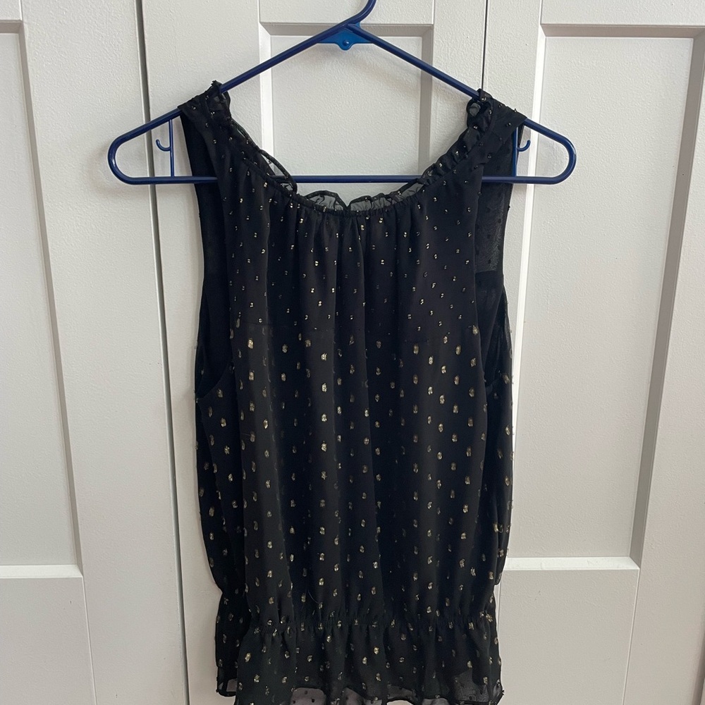 White House Black Market Black and Gold Blouse